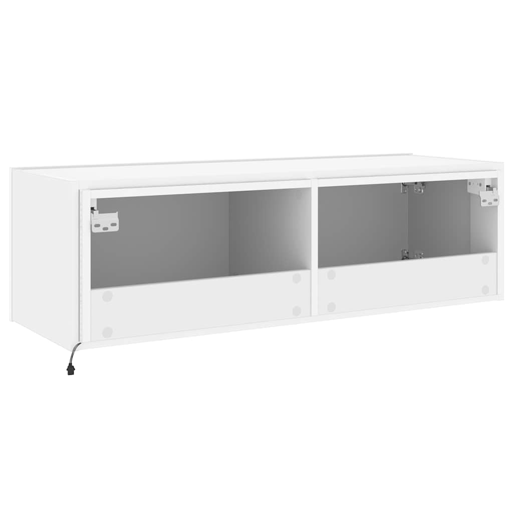 TV-Wandschrank mit LED-Leuchten Weiß 100x35x31 cm