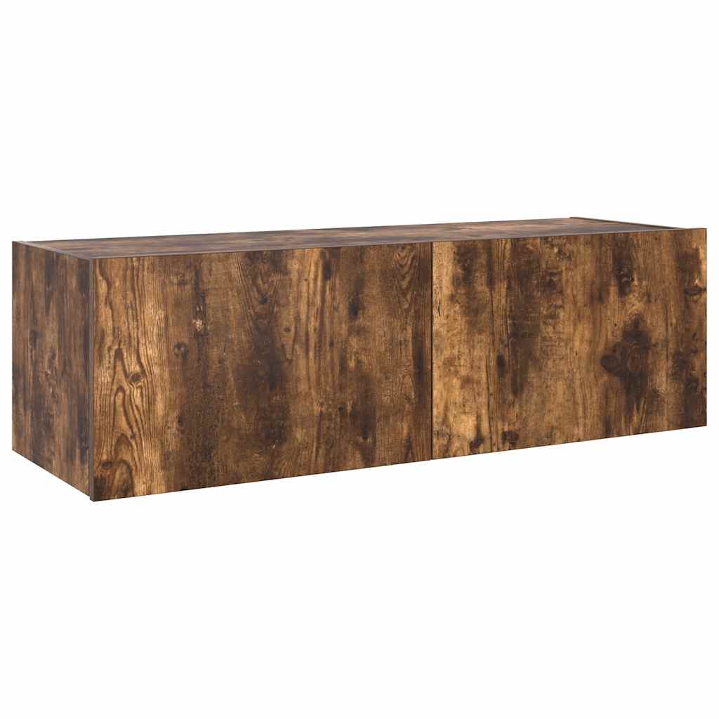 TV-Wandschrank mit LED-Leuchten Räuchereiche 100x35x31 cm