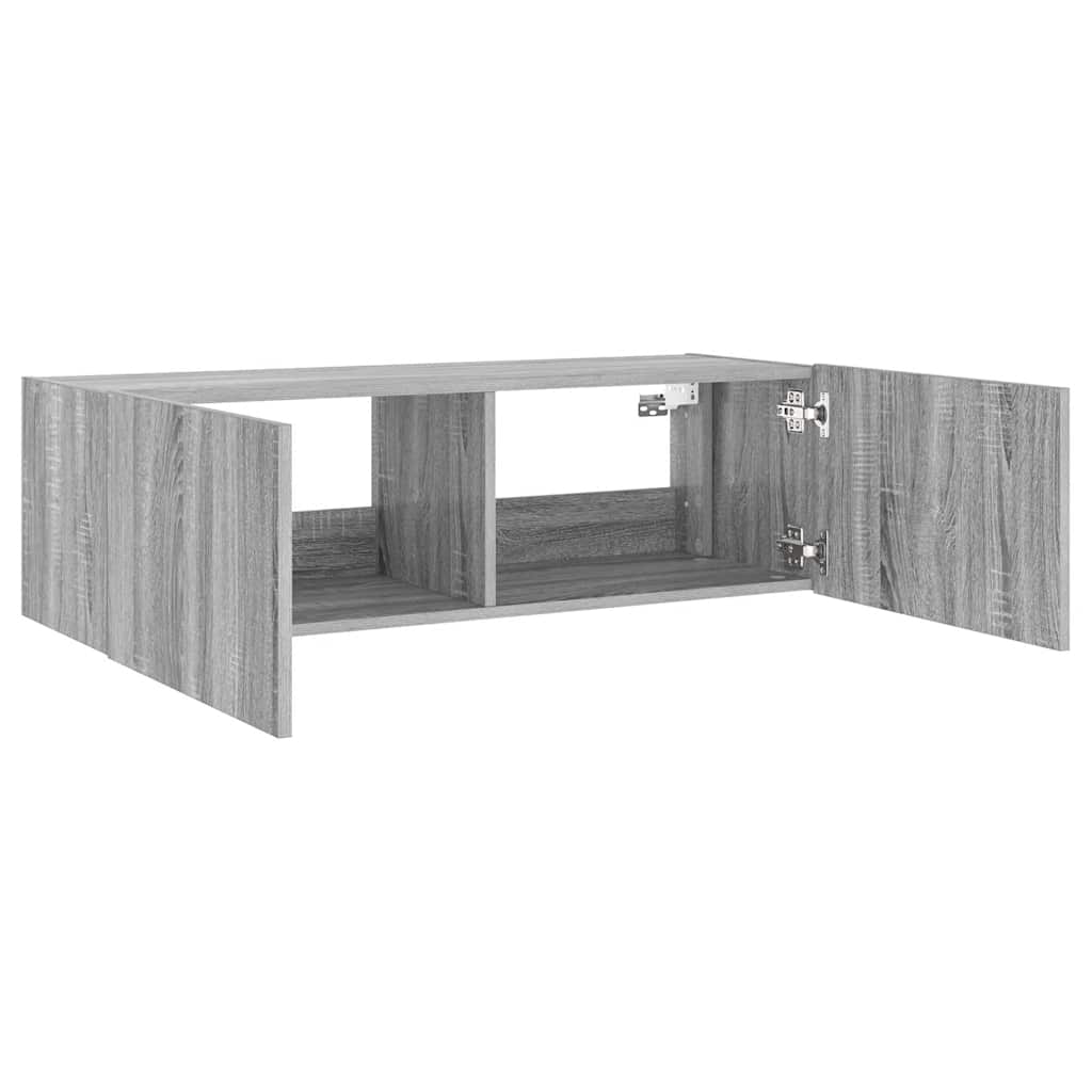 TV-Wandschrank mit LED-Leuchten Grau Sonoma 100x35x31 cm