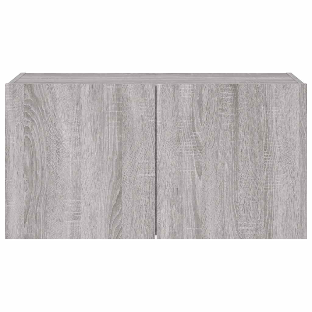 TV-Wandschrank mit LED-Leuchten Grau Sonoma 80x35x41 cm