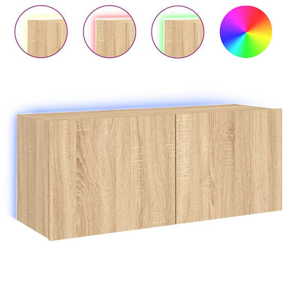 TV-Wandschrank mit LED-Leuchten Sonoma-Eiche 100x35x41 cm