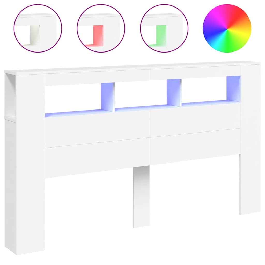 LED-Kopfteil Weiß 180x18,5x103,5 cm Holzwerkstoff