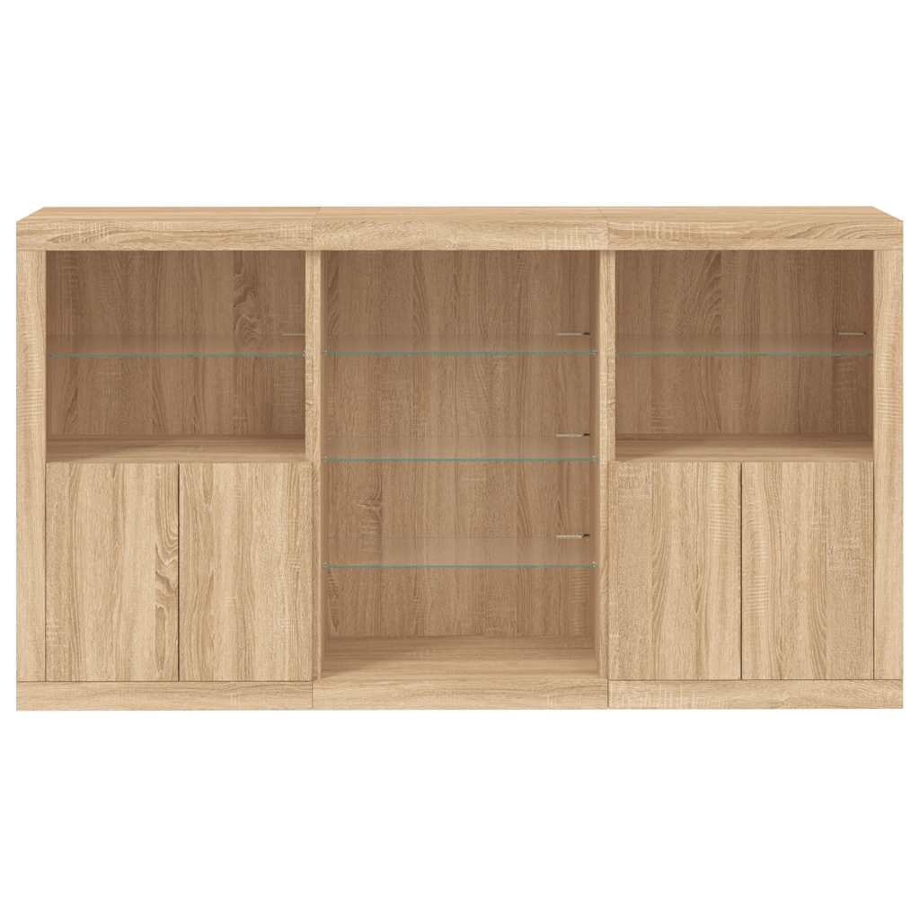 Sideboard mit LED-Leuchten Sonoma-Eiche 181,5x37x100 cm
