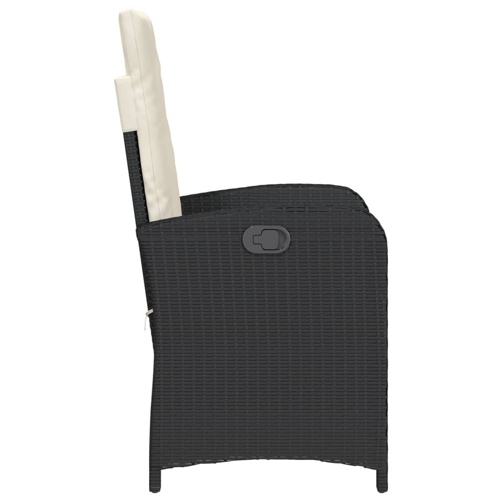 3-tlg. Bistro-Set mit Kissen Schwarz Poly Rattan