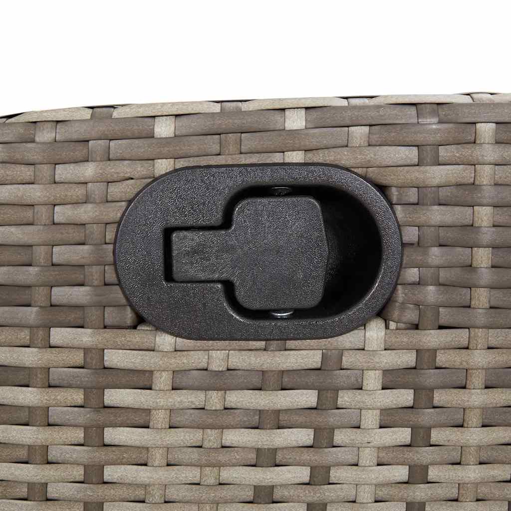 Gartensessel Verstellbar mit Kissen Grau Poly Rattan