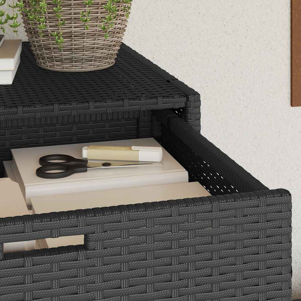Gartenschrank Schwarz 105x55x113 cm Poly Rattan