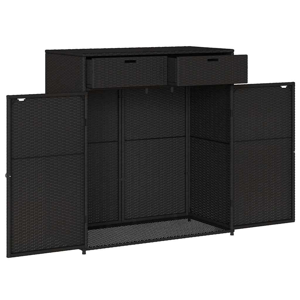 Gartenschrank Schwarz 105x55x113 cm Poly Rattan