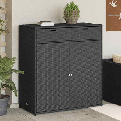 Gartenschrank Schwarz 105x55x113 cm Poly Rattan