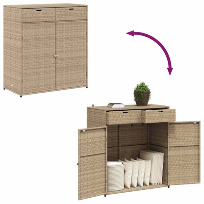 Gartenschrank Beige 105x55x113 cm Poly Rattan