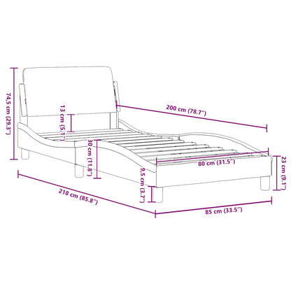 Bettgestell mit Kopfteil "Dover" Taupe 80x200 cm Stoff