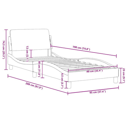 Bettgestell mit Kopfteil "Dover" Creme 90x190 cm Stoff