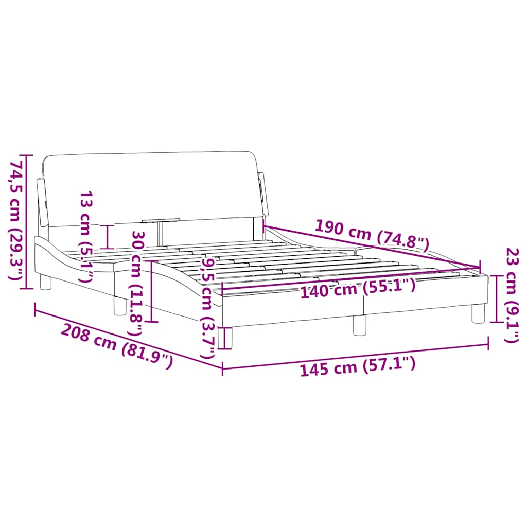 Bettgestell "Dover" Schwarz 140x190 cm Samt