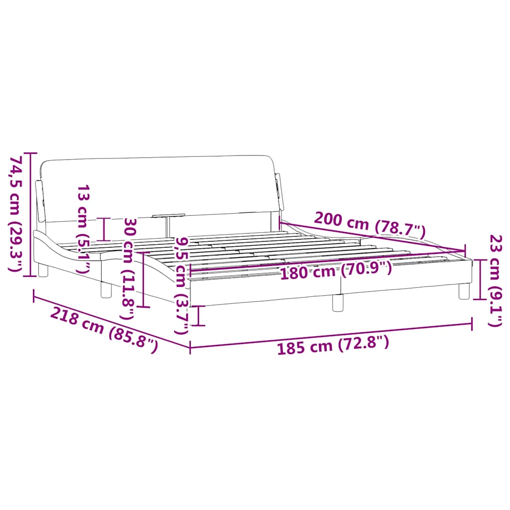 Bettgestell "Dover" Schwarz und Weiß 180x200 cm Kunstleder