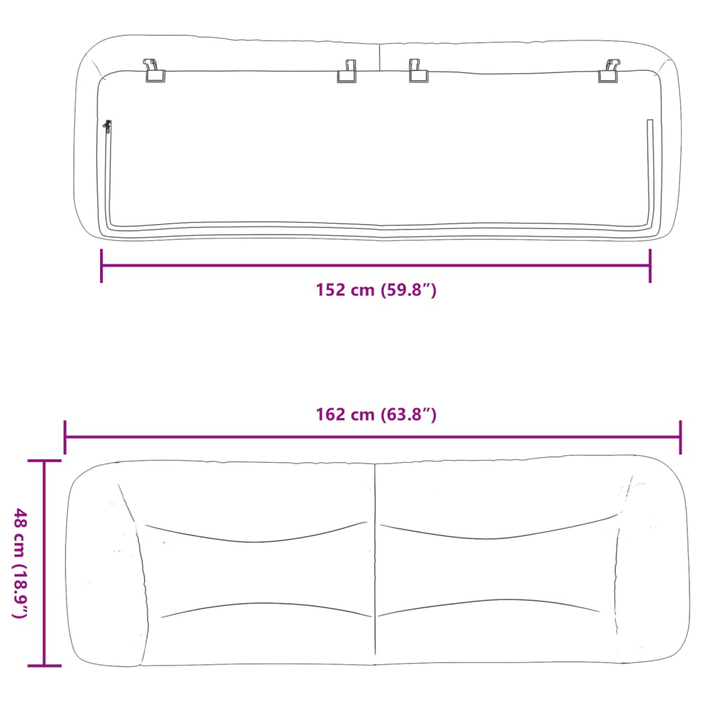 Kopfteil-Kissen "Hvar" Schwarz 152 cm Kunstleder