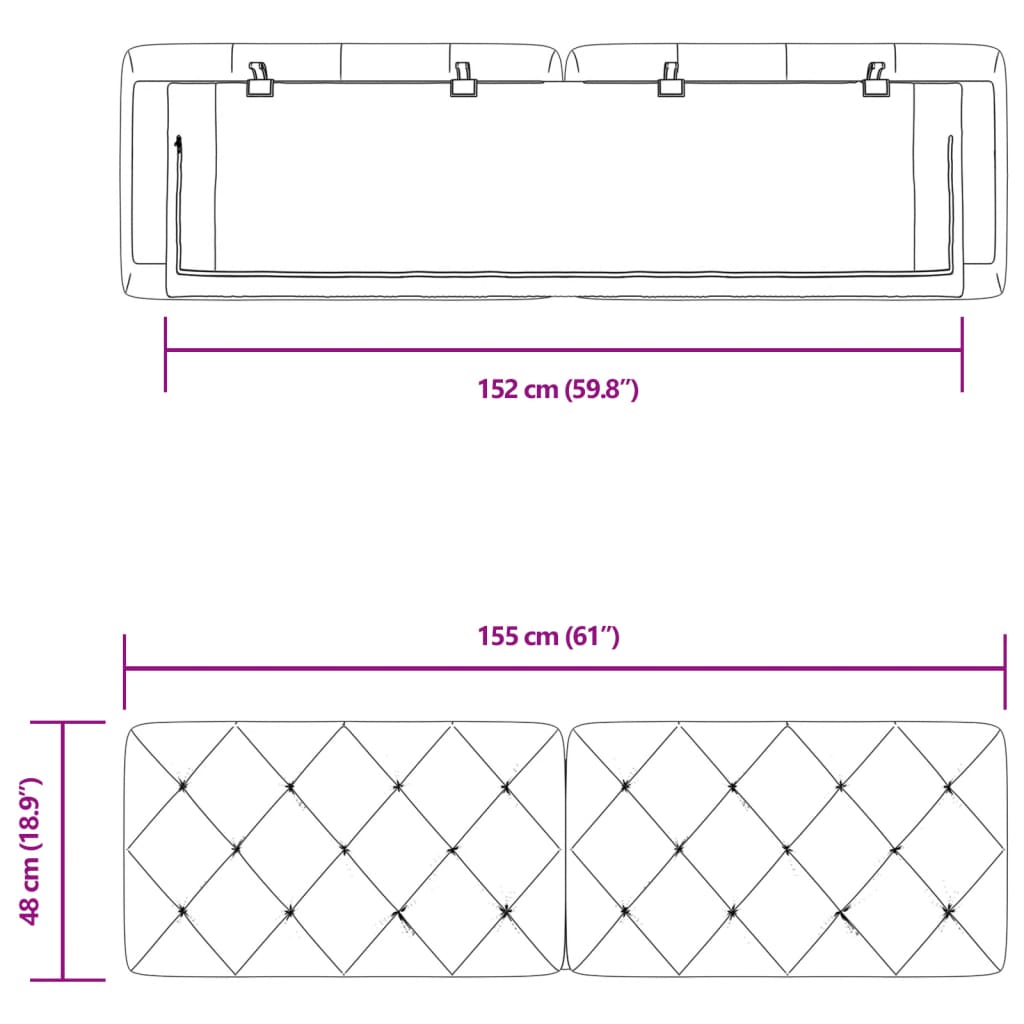 Kopfteil-Kissen Dunkelgrau 152 cm Samt
