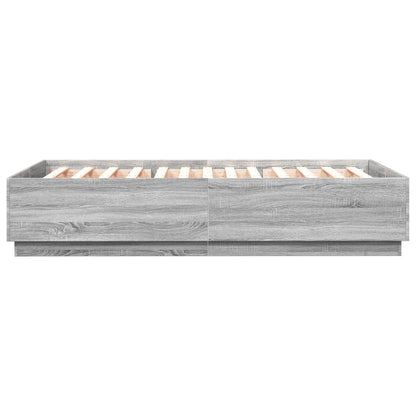 Bettgestell mit LED Grau Sonoma 150x200 cm Holzwerkstoff