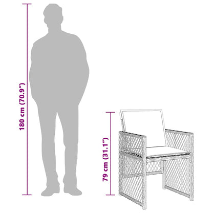 11-tlg. Garten-Essgruppe mit Kissen Braun Poly Rattan