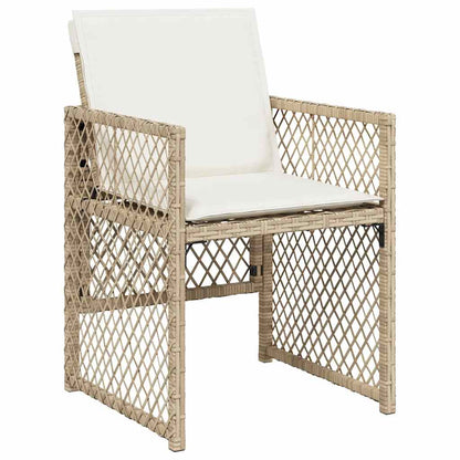 13-tlg. Garten-Essgruppe mit Kissen Beige Poly Rattan