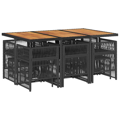 11-tlg. Garten-Essgruppe mit Kissen Schwarz Poly Rattan