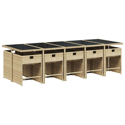 11-tlg. Garten-Essgruppe mit Kissen Beigemischung Poly Rattan