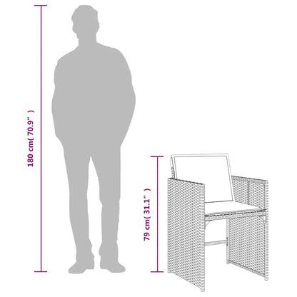 15-tlg. Garten-Essgruppe mit Kissen Schwarz Poly Rattan