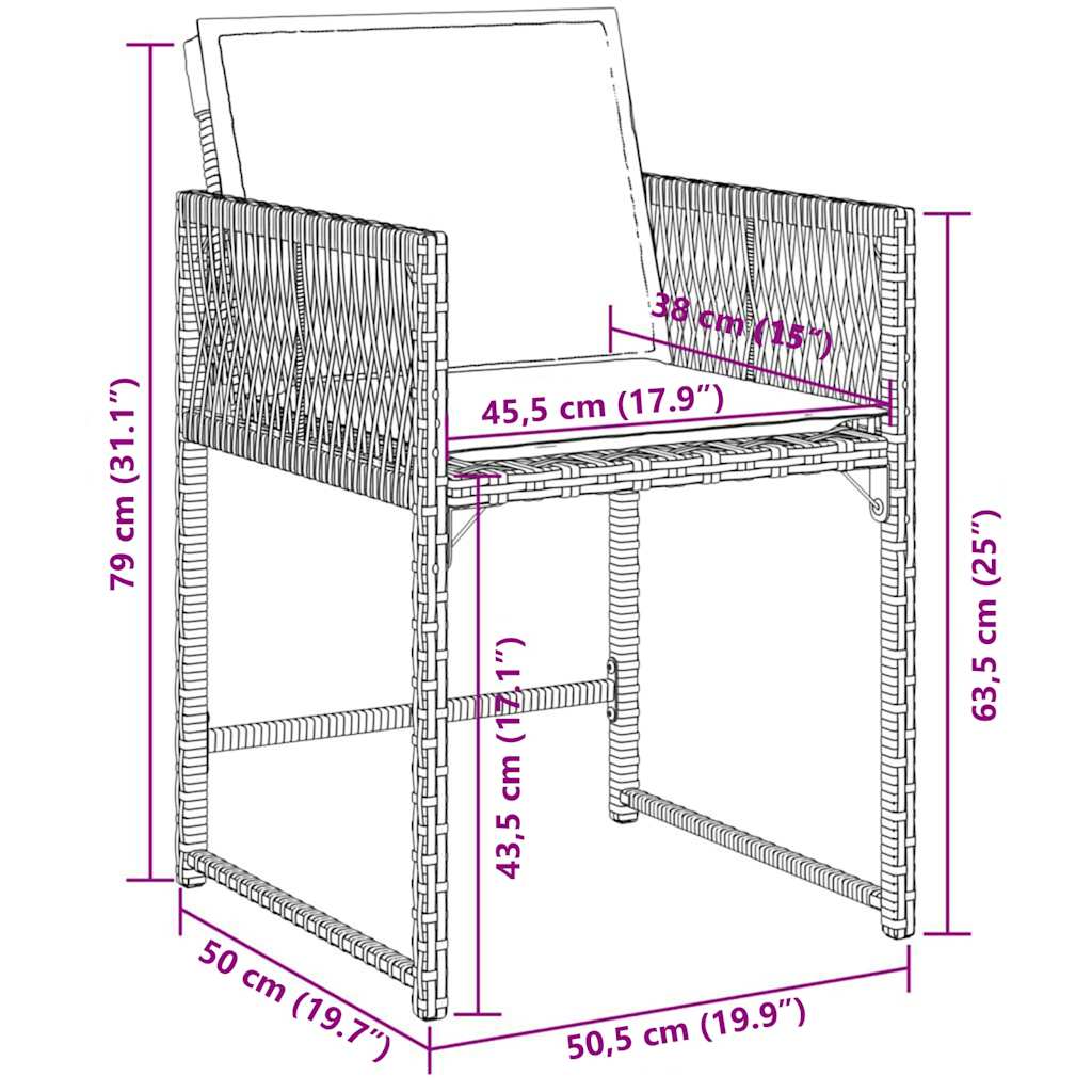 13-tlg. Garten-Essgruppe mit Kissen Schwarz Poly Rattan