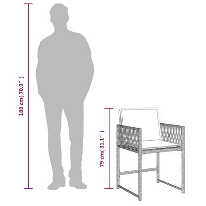 9-tlg. Garten-Essgruppe mit Kissen Hellgrau Poly Rattan