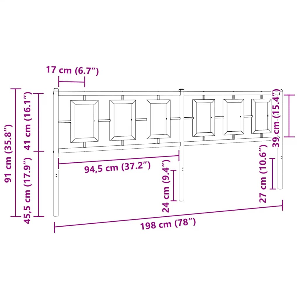 Ersatz-Kopfteil Metall Schwarz 193 cm