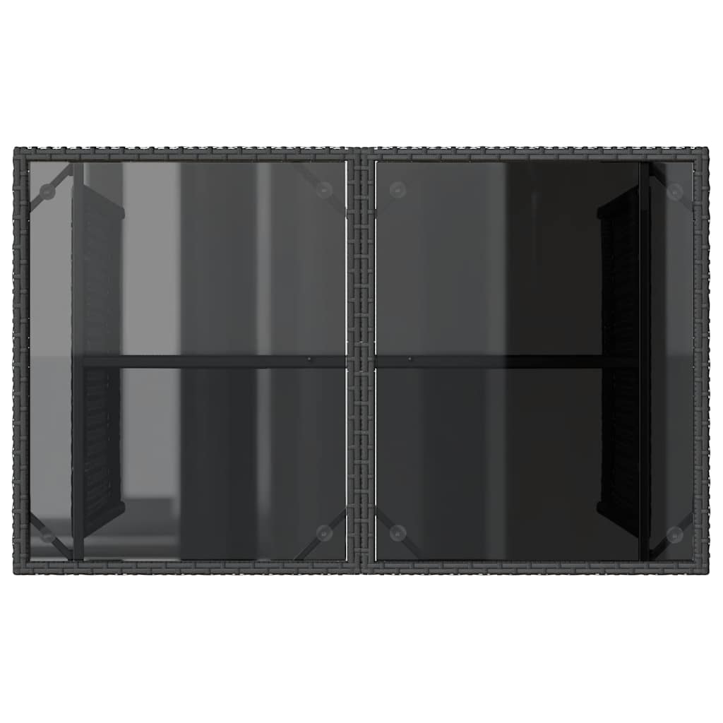 Gartentisch mit Glasplatte Schwarz 110x68x70 cm Poly Rattan