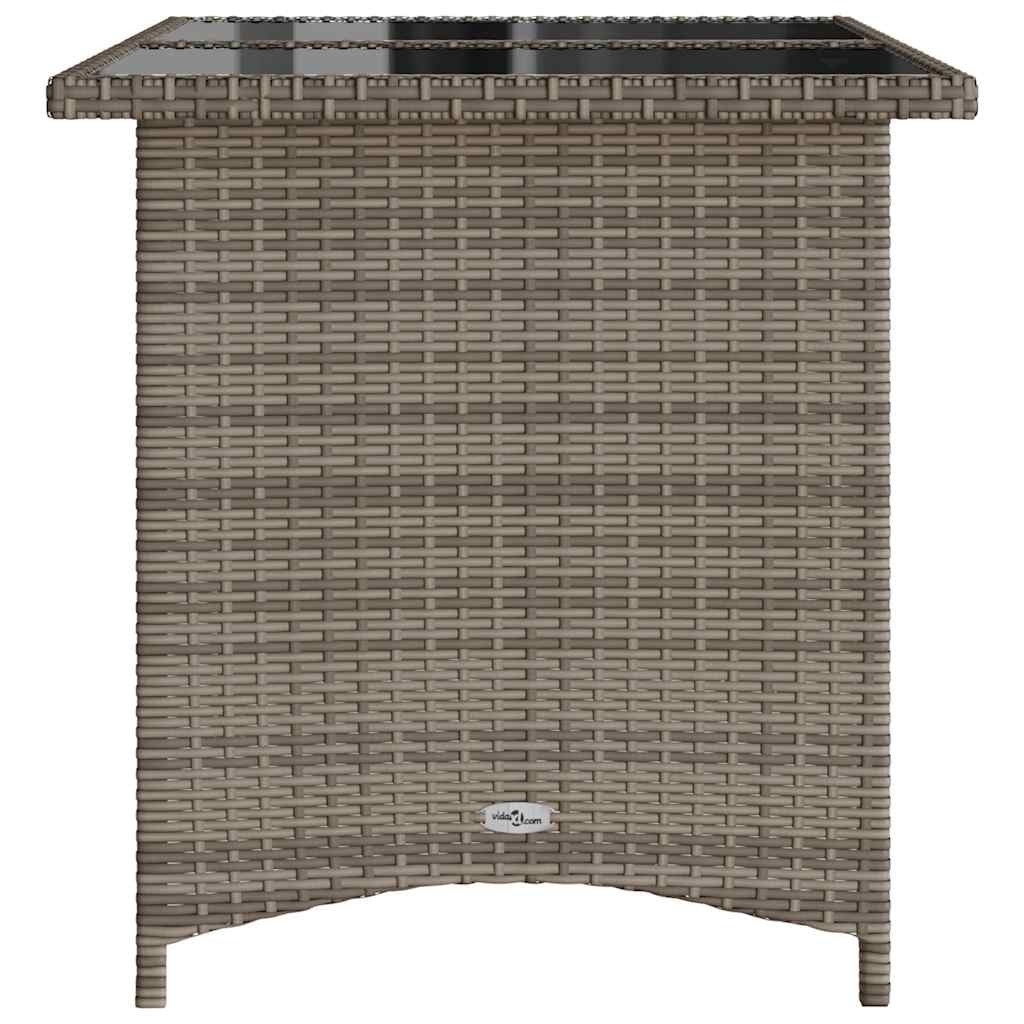 Gartentisch mit Glasplatte Grau 110x68x70 cm Poly Rattan