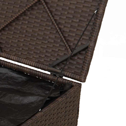 Kissenbox mit Speicher Braun 50 x 50 x 50 cm Poly-Rattan