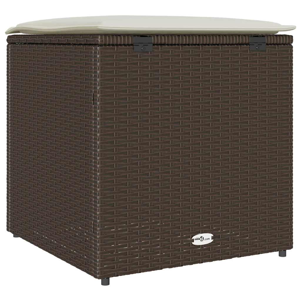 Kissenbox mit Speicher Braun 50 x 50 x 50 cm Poly-Rattan