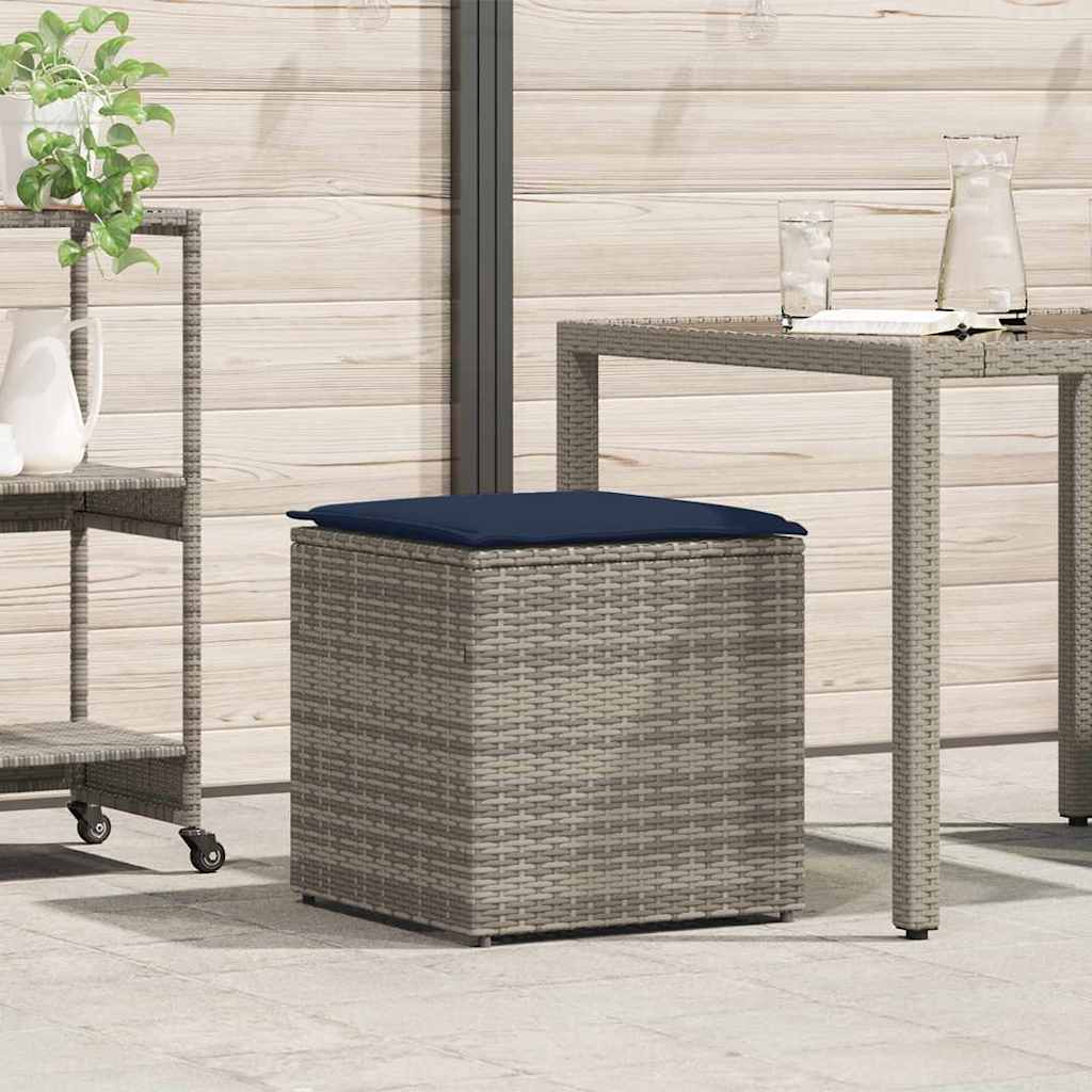 Kissenbox mit Speicher Grau 50 x 50 x 50 cm Poly-Rattan