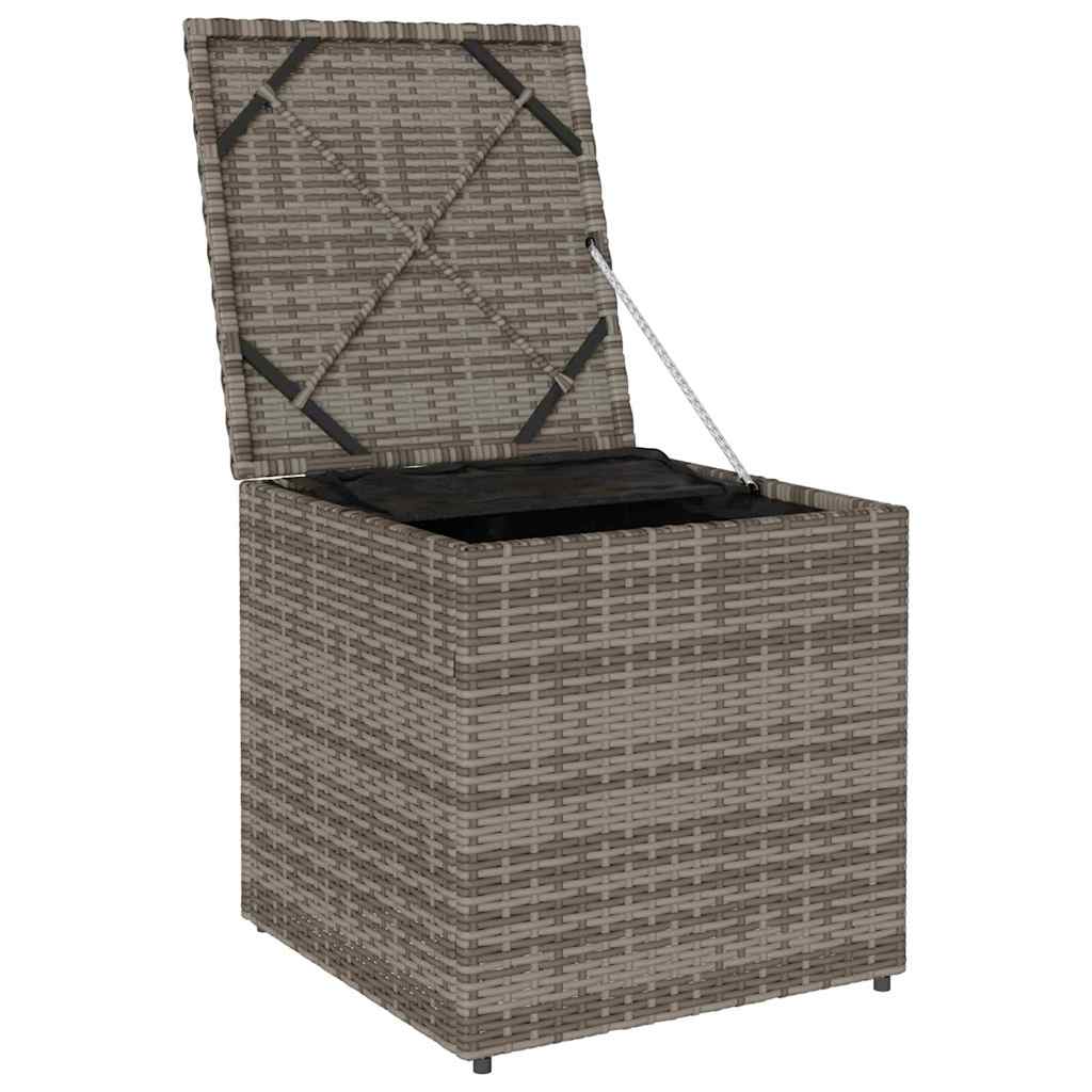 Kissenbox mit Speicher Grau 50 x 50 x 50 cm Poly-Rattan