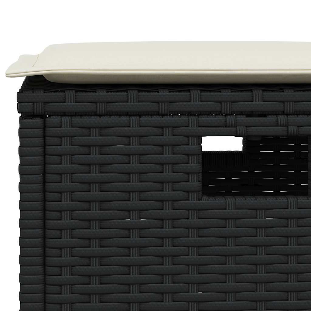 5-tlg. Garten-Essgruppe mit Kissen Schwarz Poly Rattan