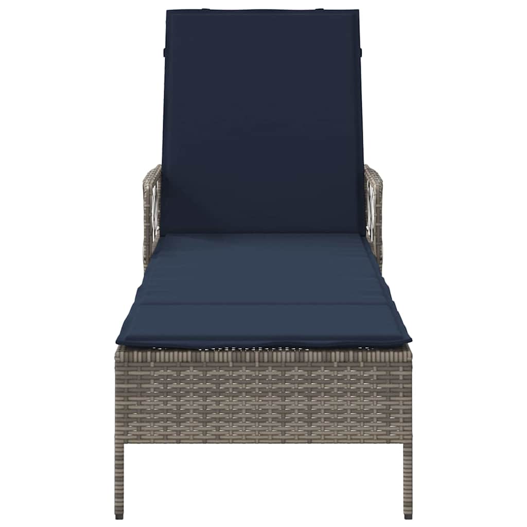 Sonnenliege Grau und Marineblau 55 x 200 x 92 cm Poly-Rattan