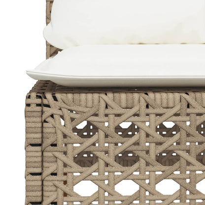 Gartensofa ohne Armlehnen mit Kissen Beige Poly Rattan