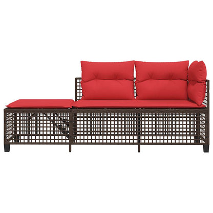 3-teiliges Ecksofa-Set für den Garten mit Kissen, braun, Polyrattan