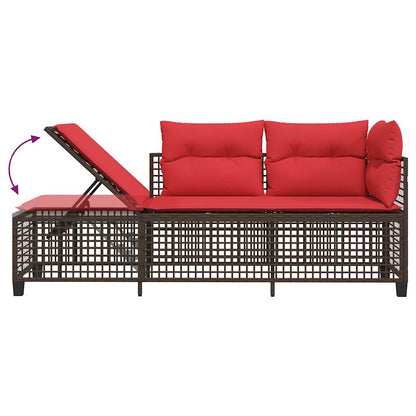 3-teiliges Ecksofa-Set für den Garten mit Kissen, braun, Polyrattan