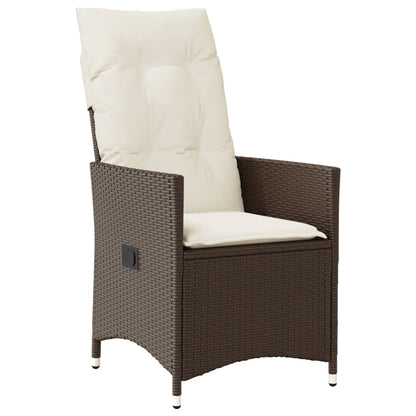 Gartensessel Verstellbar mit Kissen Braun Poly Rattan