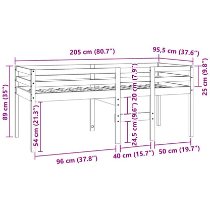 Hochbett Wachsbraun 90x200 cm Massivholz Kiefer