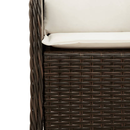 5-tlg. Garten-Essgruppe mit Kissen Braun Poly Rattan