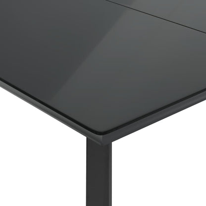 7-tlg. Garten-Essgruppe mit Kissen Schwarz Poly Rattan