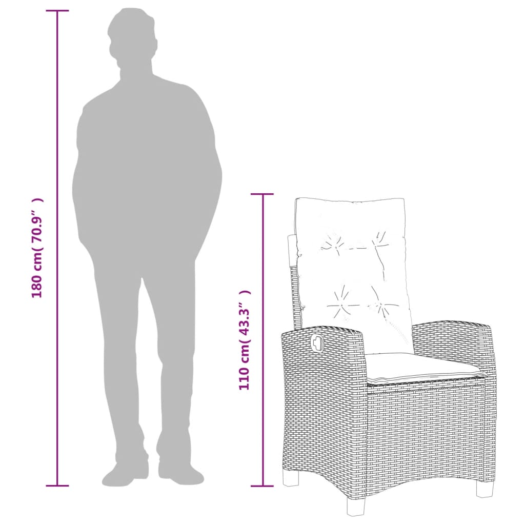 5-tlg. Garten-Essgruppe mit Kissen Braun Poly Rattan