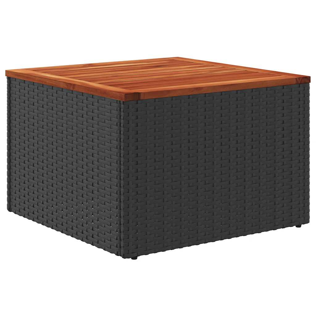 Gartentisch Schwarz 55 x 55 x 37 cm Poly Rattan und Akazienholz