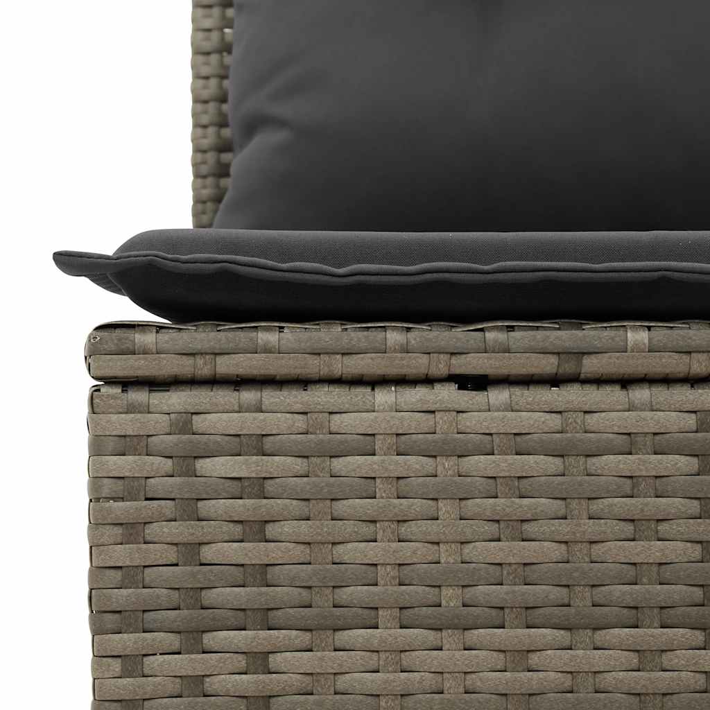 Gartensofa mit Kissen 4-Sitzer Grau Poly Rattan