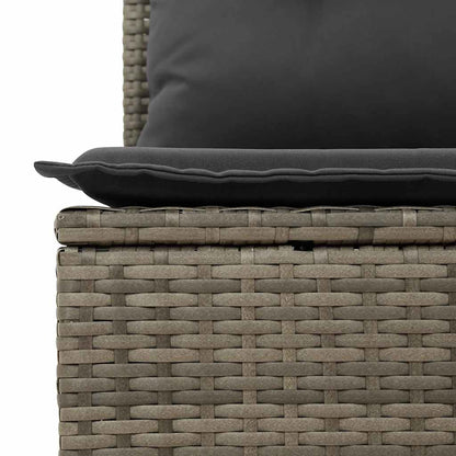 Gartensofa mit Kissen 4-Sitzer Grau Poly Rattan