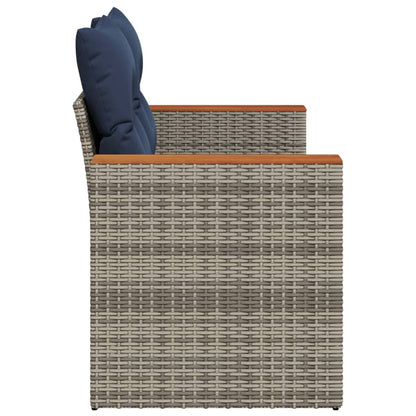 Gartensofa mit Kissen 2-Sitzer Grau Poly Rattan