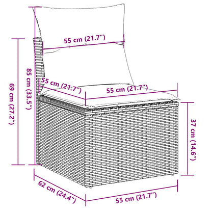 Gartensessel ohne Armlehnen mit Kissen Hellgrau Poly Rattan