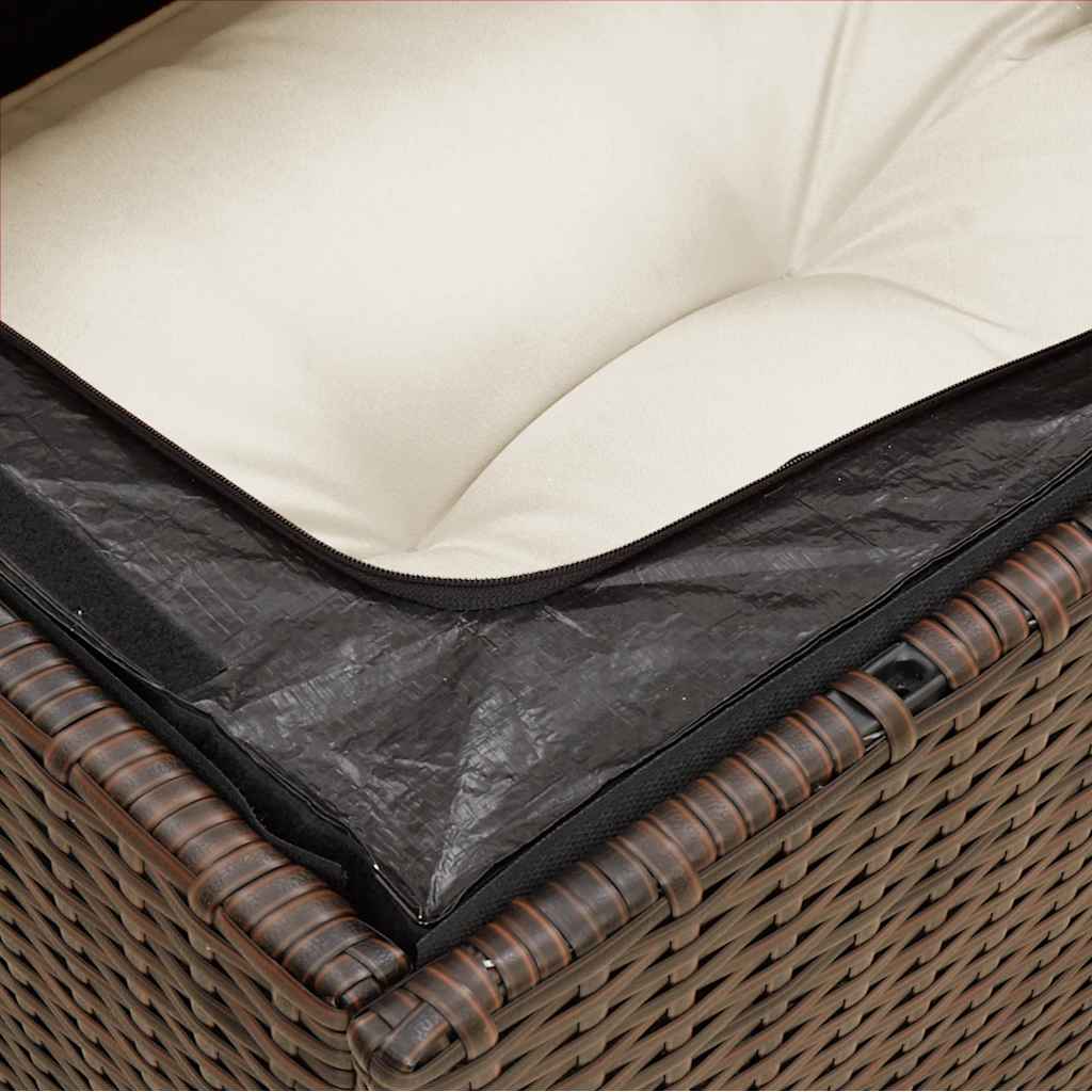 Gartensofa mit Kissen 2-Sitzer Braun Poly Rattan
